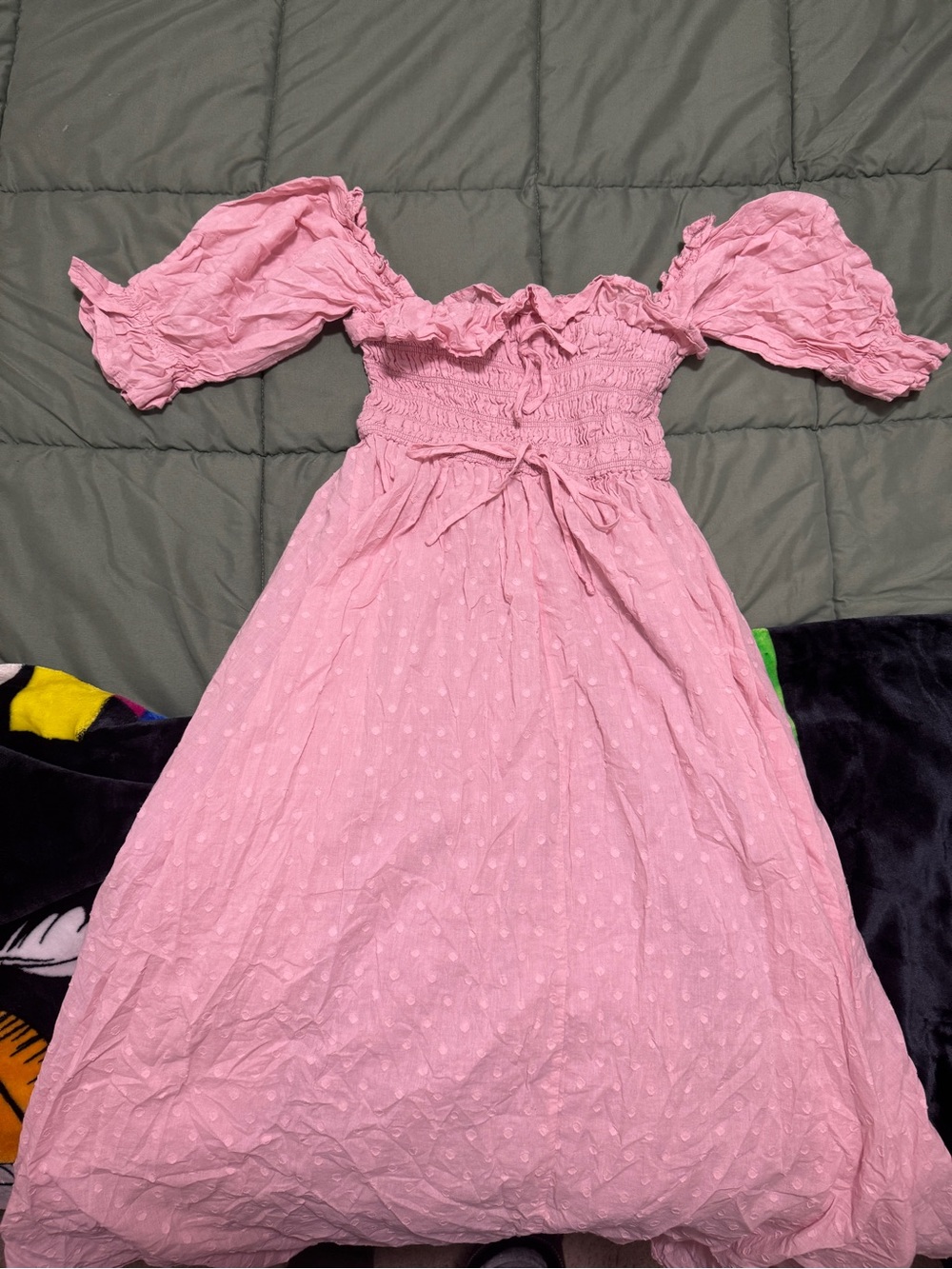 Amazon Pink Off-Shoulder Smocked Maxi Dress